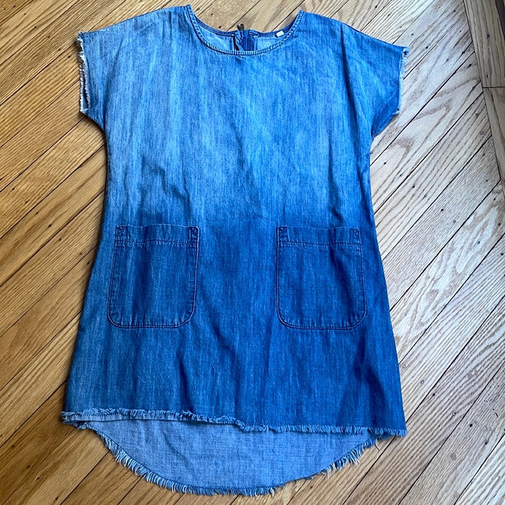 AG AGRIANO GOLDSCHMIED KIDS girls dip dyed short sleeve denim dress size medium
